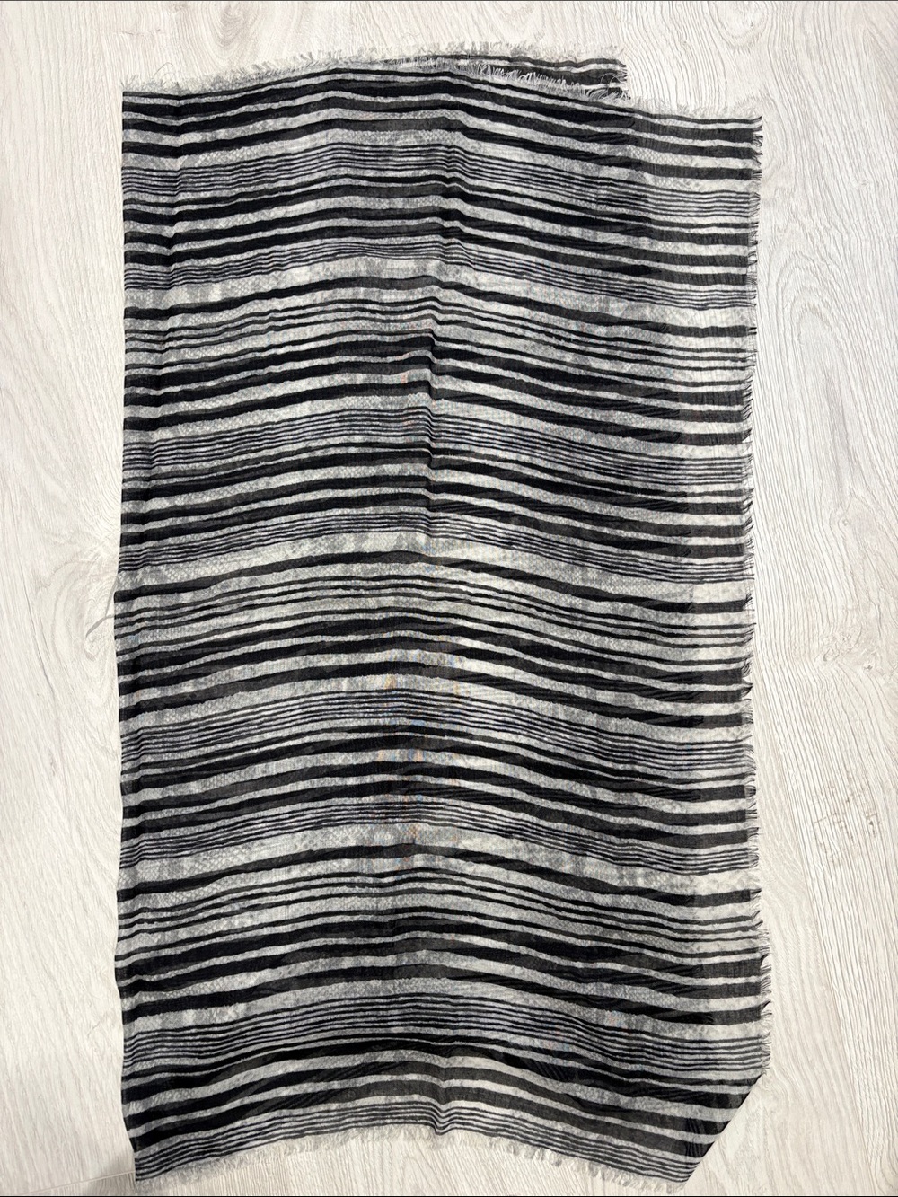 Lightweight Black and Gray Striped Scarf